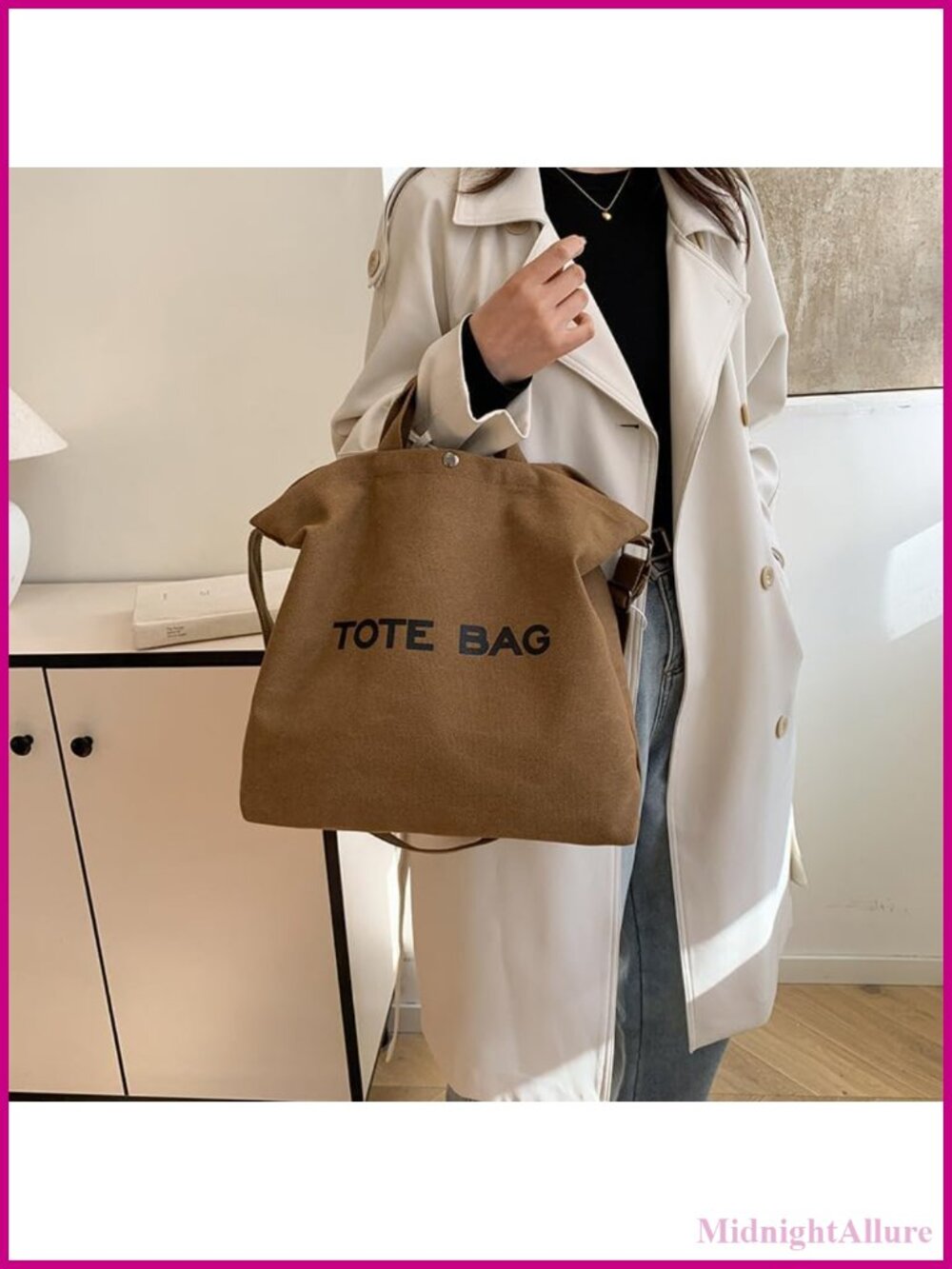 Canvas Tote Bag Large Capacity Foldable Crossbody Shoulder Handbag
